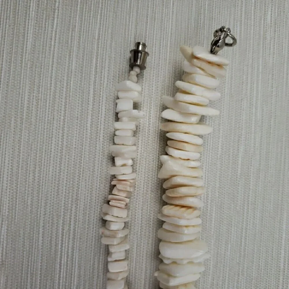 3 Natural Puka Shell Chip Necklaces Summer Beach Surfer Nautical VTG- Now